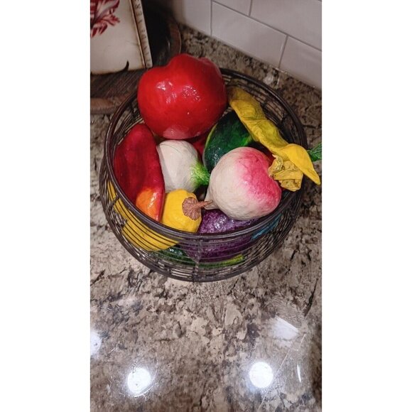 Fruit Bowl Centerpiece WITH 16 Decorative Fruit - Picture 4 of 11